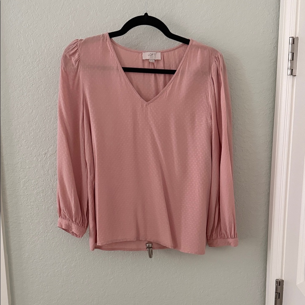 LOFT Blush V-Neck Blouse